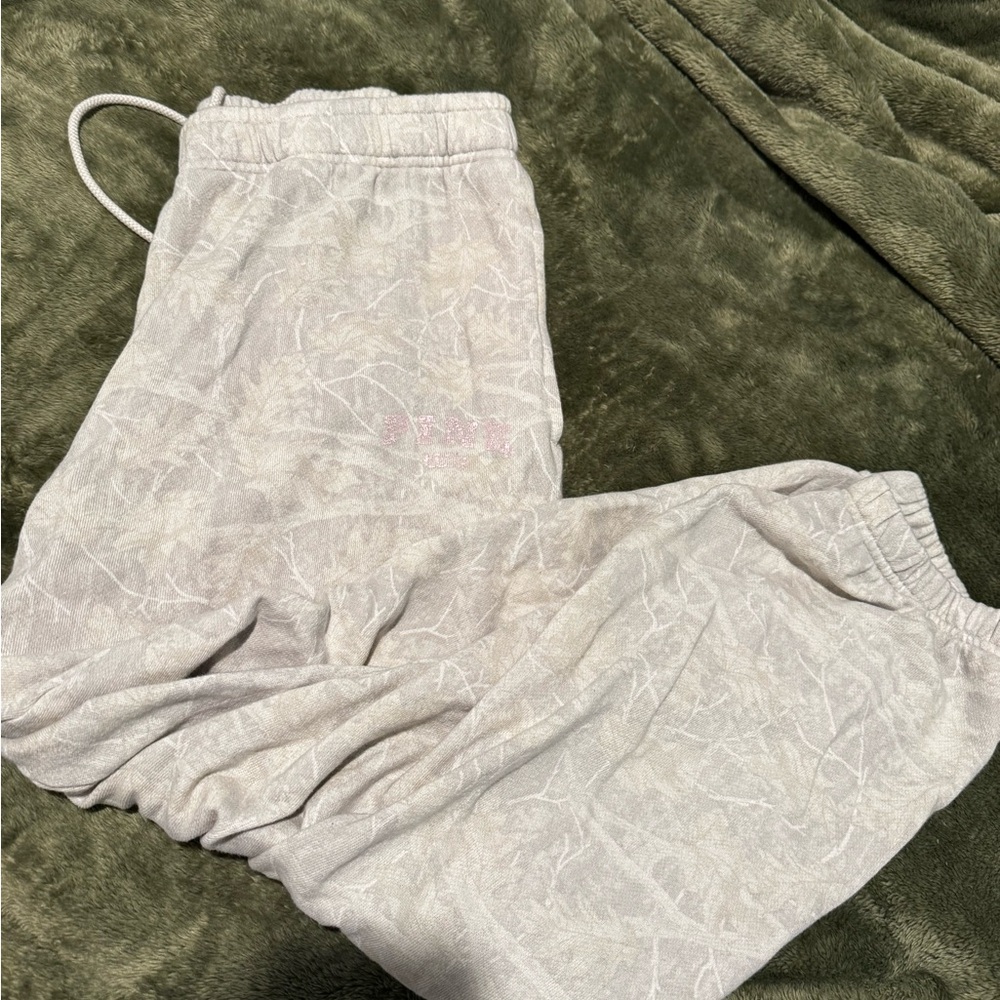 PINK white camo sweats